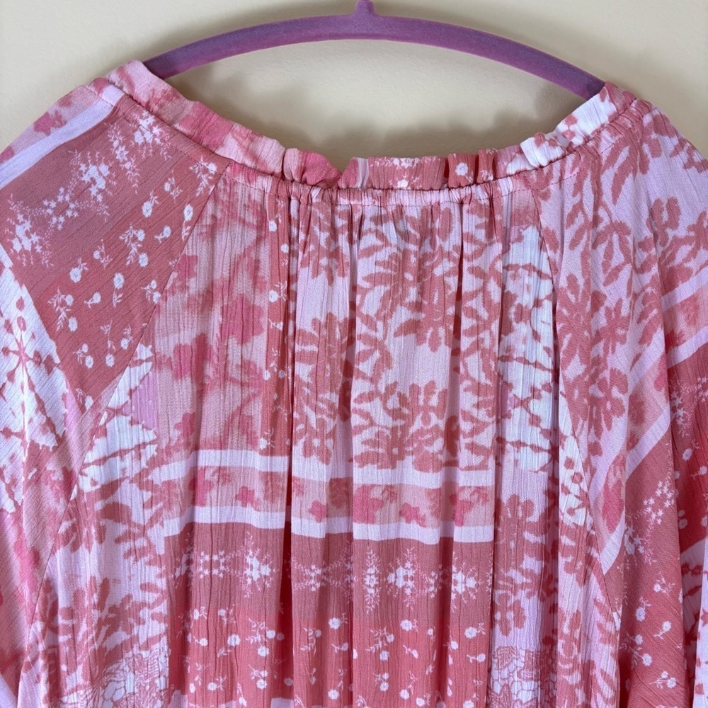 NWT FRYE AND CO. Pink and White Rayon Short Sleeve Ruffled Maxi Sundress (XXL) - Picture 9 of 15